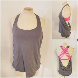 Lululemon 2 In 1 Tank Bra Top Gray Pink Sz 10 Women's